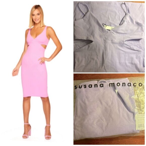 Revolve Susana Monaco Side Open V Tank Dress in Provence Light Purple Medium NEW